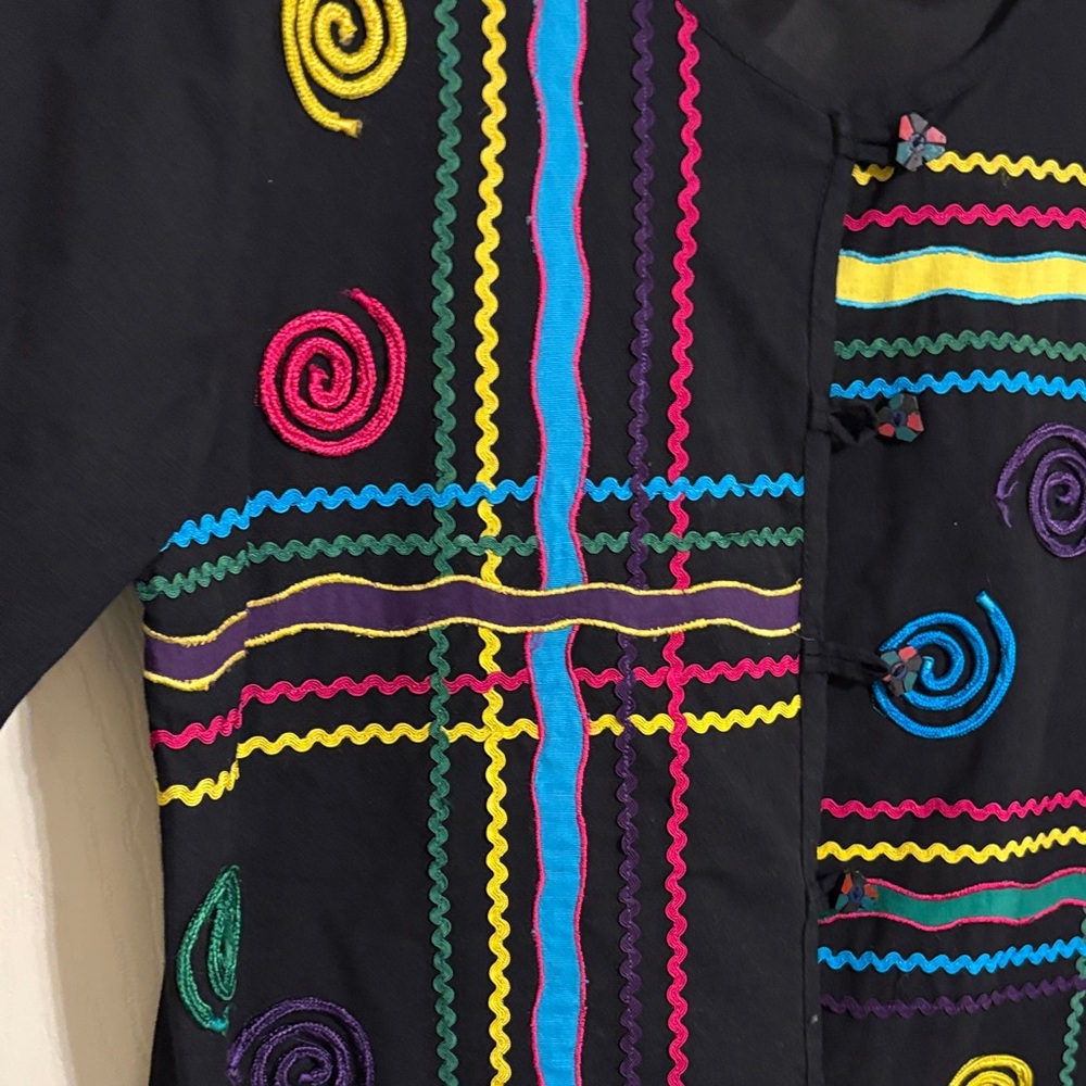 Vtg New Directions Women Funky colorful Abstract embroidered blazer jacket Small - Picture 4 of 8
